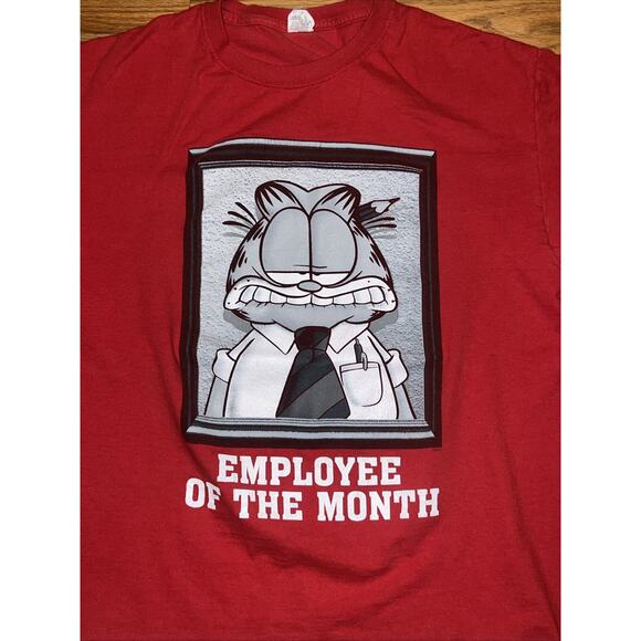Vtg Adult Large Jerzees Garfield Employee Of The Month Graphic T Shirt Red - Picture 3 of 8